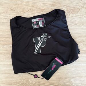 Plein Sport Medium NEW Black Sports Bra Logo Print Lion